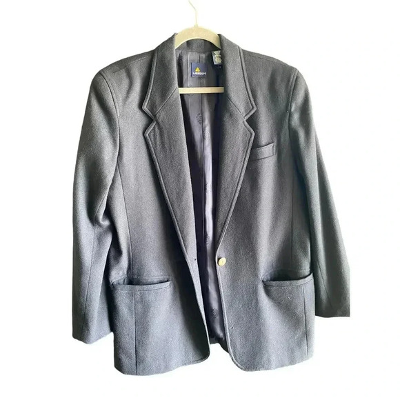 Lizsport Women's blue Long Sleeve One Button Wool Blazer Size 10 - Picture 1 of 6